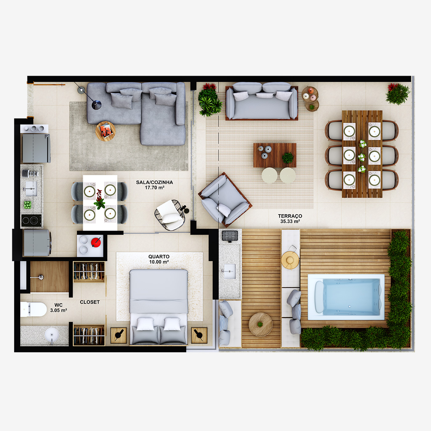 Planta tipo K - 66.08 m²
