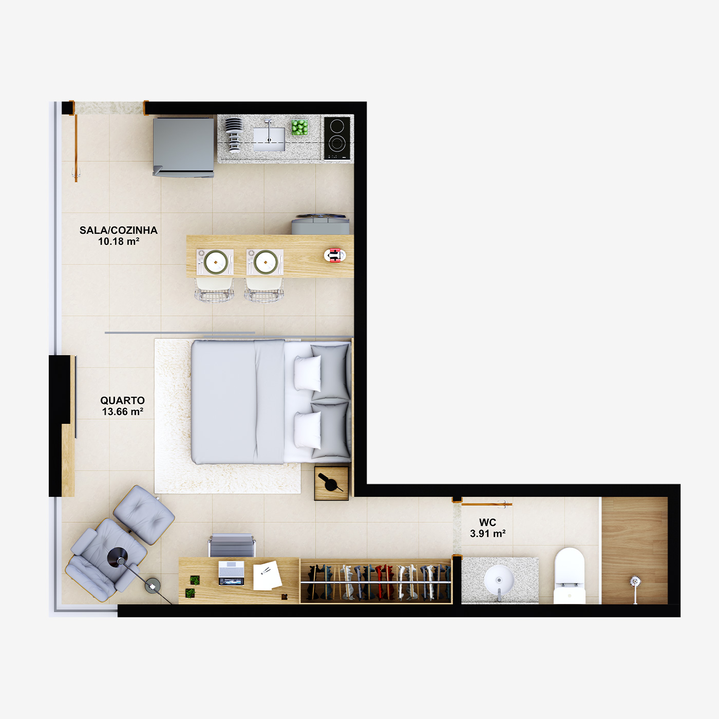 Planta tipo D - 27.75 m²