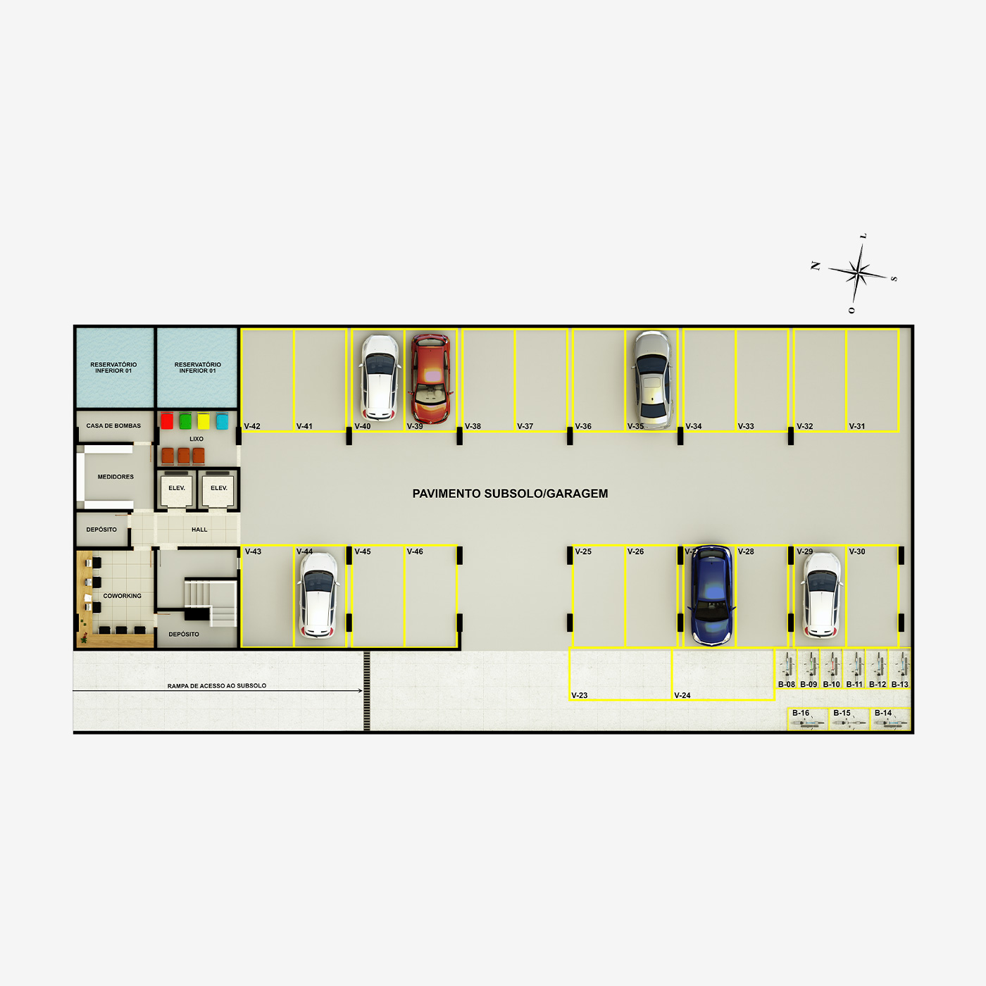 Planta subsolo / garagem