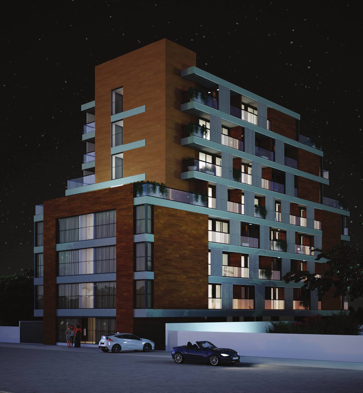 Perspectiva ilustrada da fachada av. marques de leão