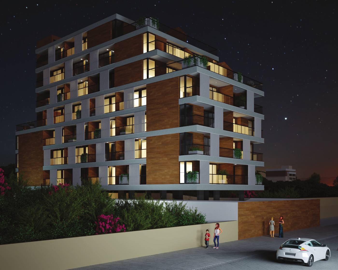 Perspectiva ilustrada da fachada av. oceânica